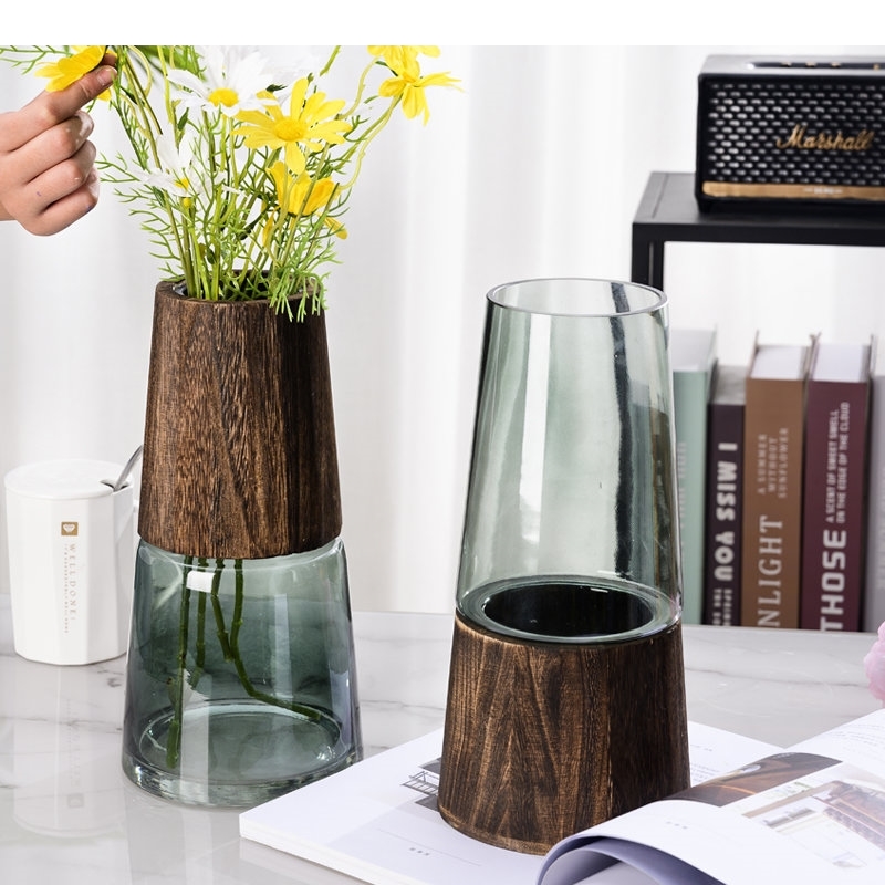 Tower Shape Glass Vase Wood Ba - Hydroponic Tower recension och pris