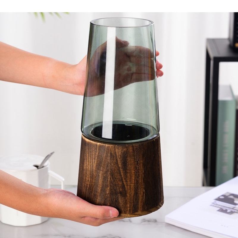 Tower Shape Glass Vase Wood Ba - Hydroponic Tower recension och pris