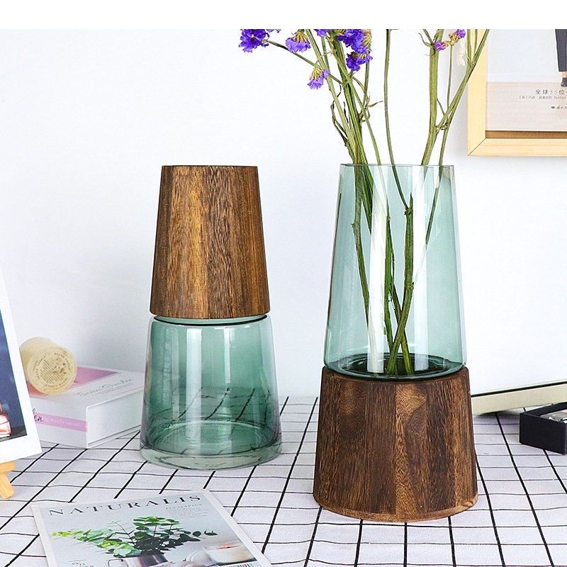Tower Shape Glass Vase Wood Ba - Hydroponic Tower recension och pris